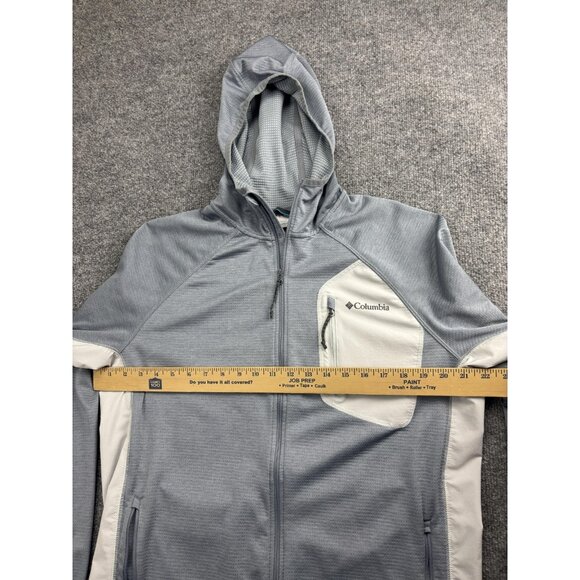 Columbia Jacket Mens Large Gray Hooded Full Zip Waffle Knit Lightweight Outdoor - Picture 3 of 6